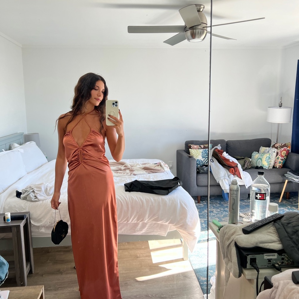 Nordstrom Socialite Copper Slip Maxi Dress